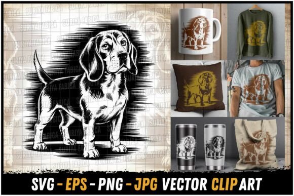 Beagle Dog Full Body Standing Ready SVG