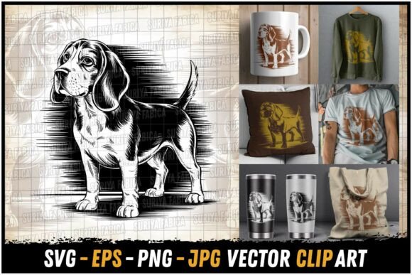 Beagle Dog Standing Profile SVG