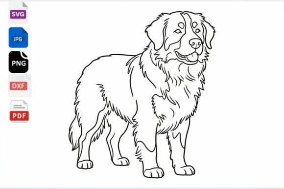 Bernese Mountain Dog Line Art SVG