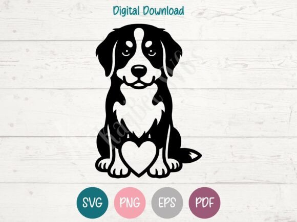 Bernese Mountain Dog with Heart SVG PNG