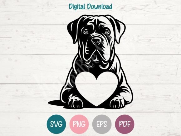 Cane Corso Dog with Heart SVG PNG EPS