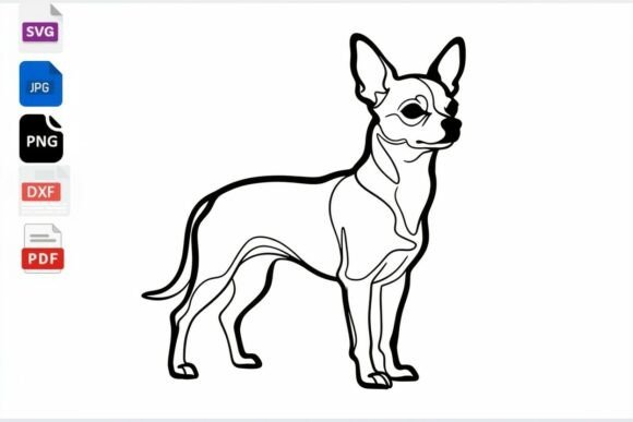 Chihuahua Dog Line Art SVG PNG DXF PDF