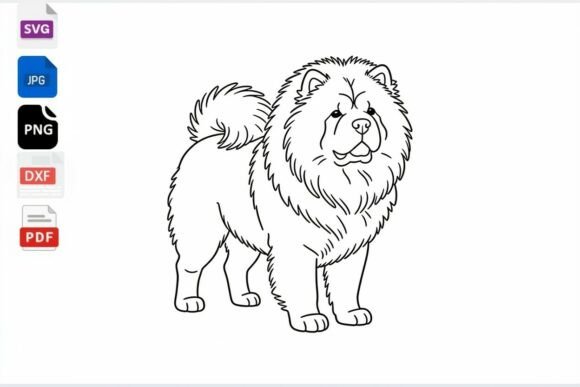 Chow Chow Dog Line Art SVG Clipart