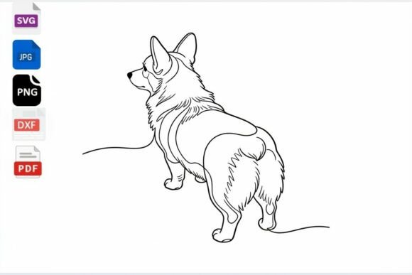 Corgi Dog Line Art SVG Clipart