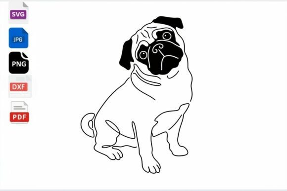 Cute Pug Dog Line Art SVG