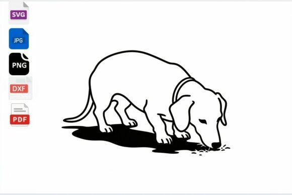 Dachshund Dog Sniffing Line Art SVG