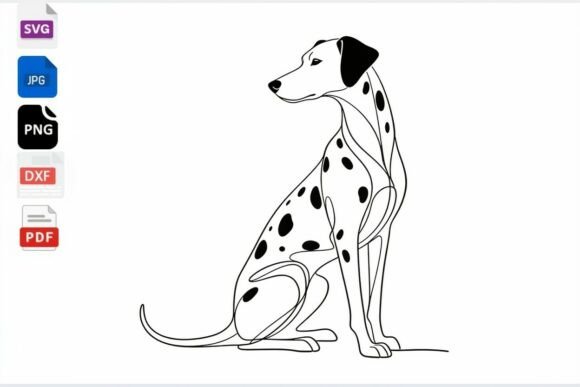 Dalmatian Dog Line Art SVG