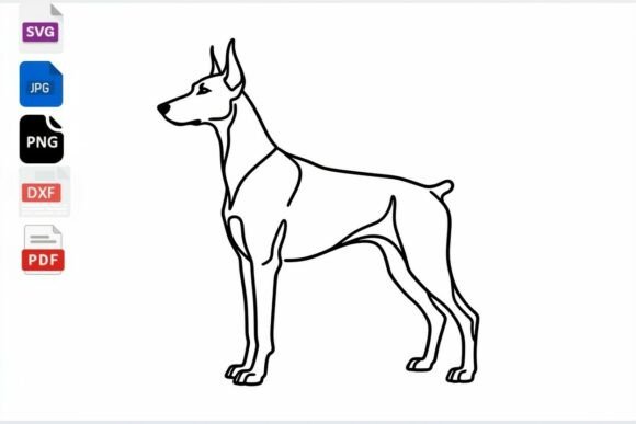Doberman Dog Line Art SVG
