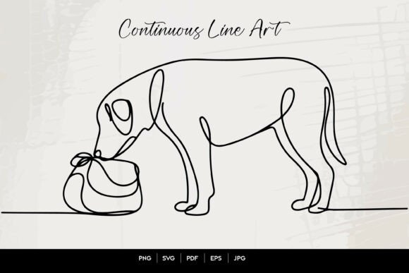 Dog and Hat Continuous Line Art
