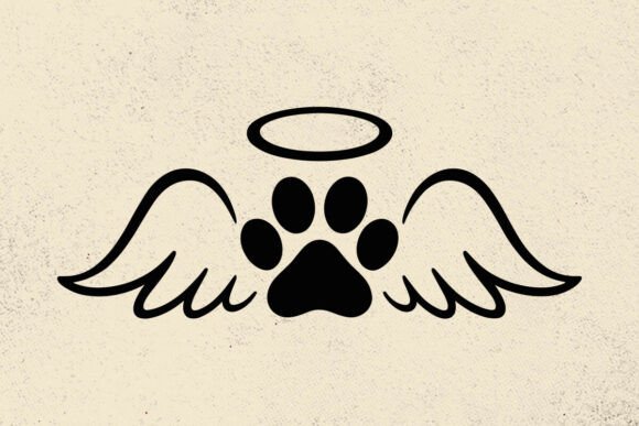 Dog Angel Wings SVG Paw Print Halo Svg