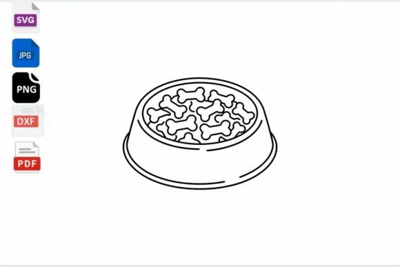 Dog Bone Bowl Outline SVG Clipart