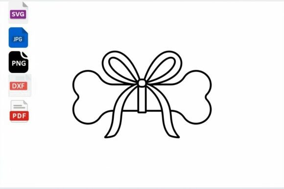 Dog Bone with Ribbon SVG Cut File