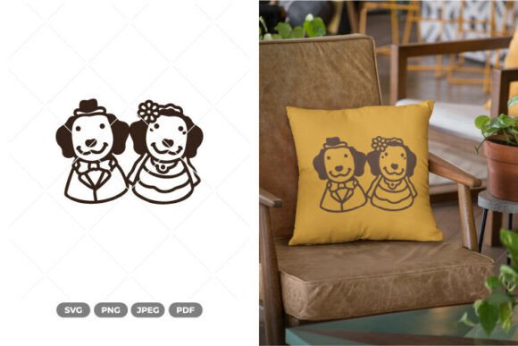 Dog Bride and Groom SVG Clipart