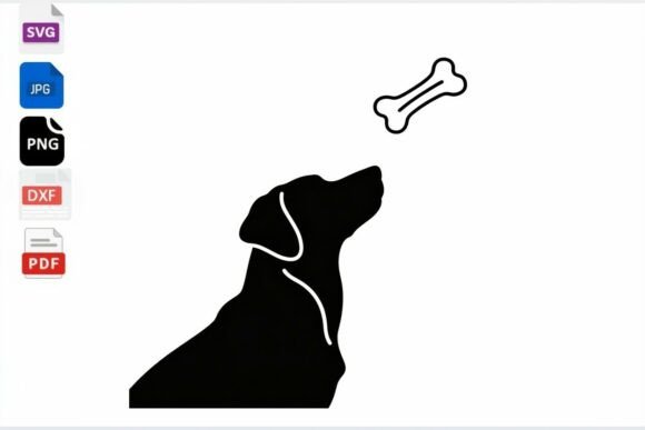 Dog Catching Bone Silhouette SVG