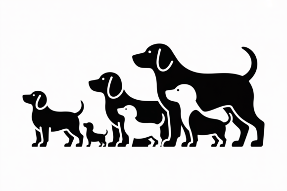 Dog Family Silhouette SVG Clipart