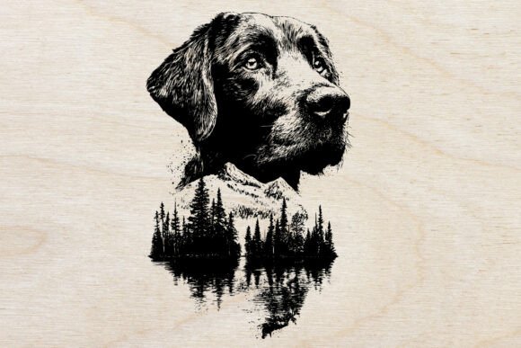 Dog Head with Forest Landscape
