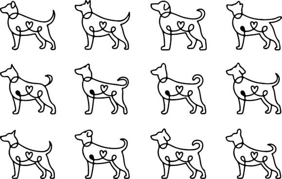 Dog Heart Line Art SVG Cut File