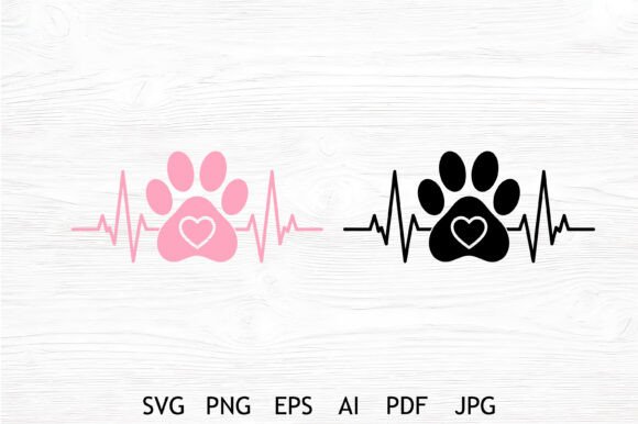 Dog Paw Heartbeat SVG Bundle