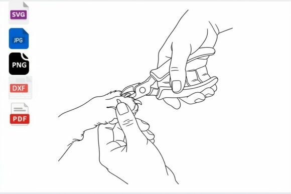 Dog Paw Nail Trimming Line Art SVG