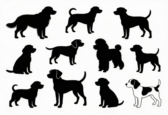 Dog Silhouettes Clipart Bundle SVG