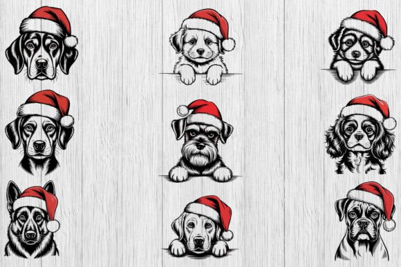 Dog with Santa Hat SVG Bundle, Christmas