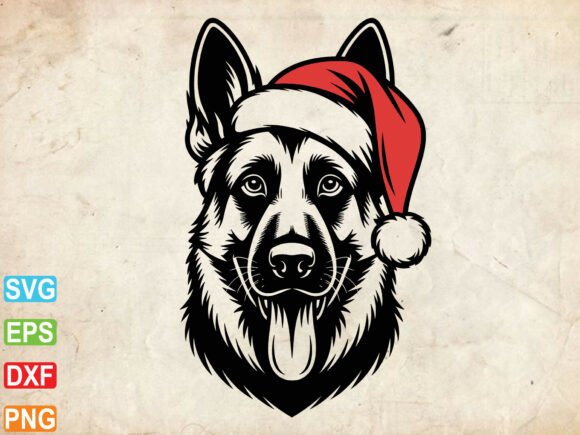 Dog with Santa Hat SVG, Christmas Dog