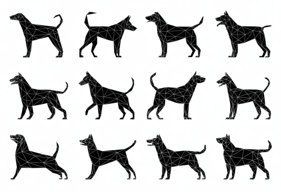 Geometric Dog Silhouette Clipart SVG