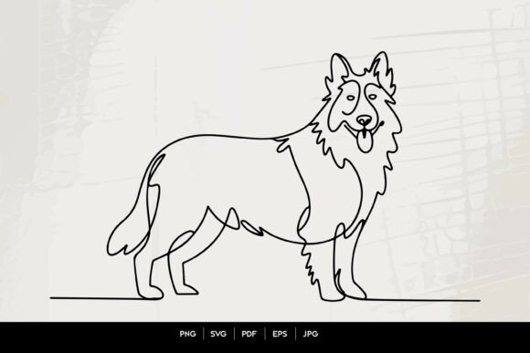 German Shepherd Dog Standing Line Art