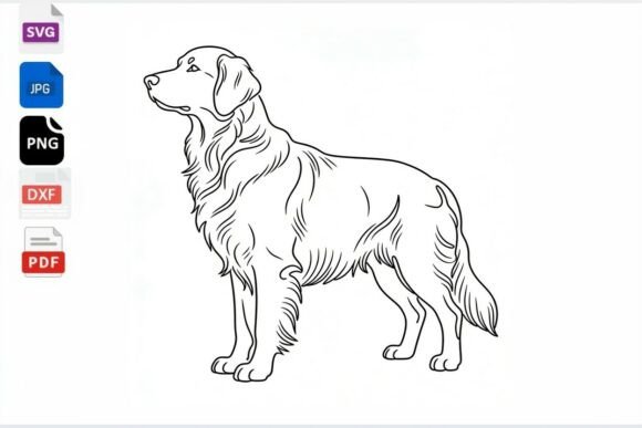 Golden Retriever Dog Line Art SVG