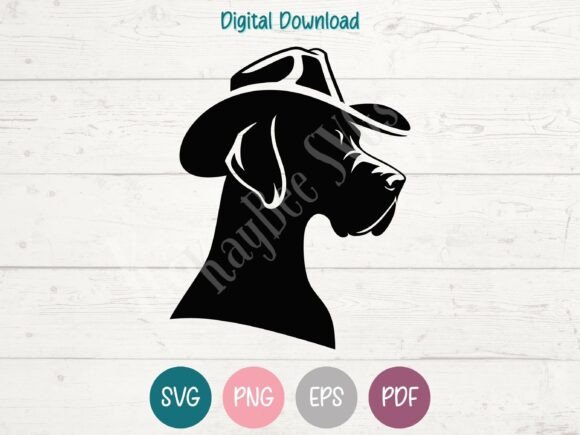 Great Dane Dog in Cowboy Hat SVG PNG