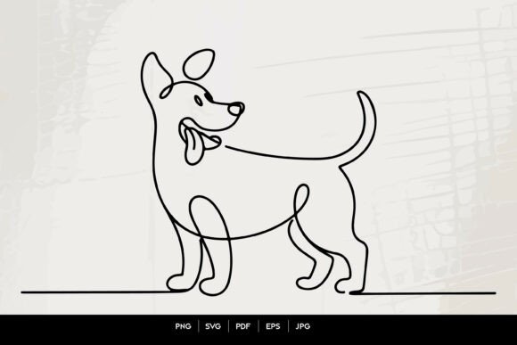Happy Dog Line Art with Tongue out
