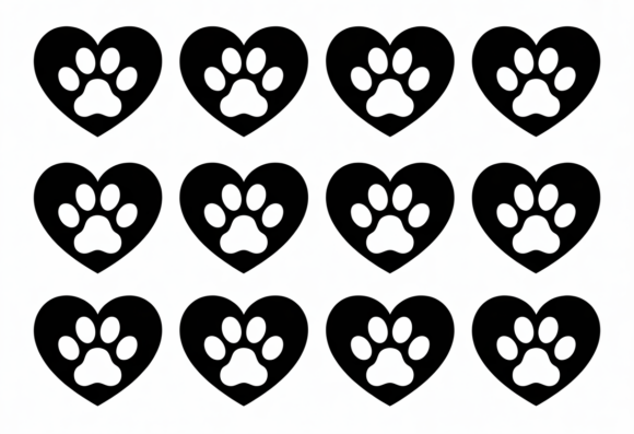 Heart Paw Print SVG Clipart Dog Cat