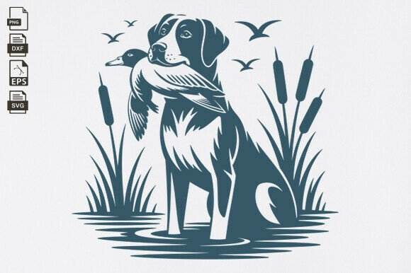 Hunting Dog with Duck SVG