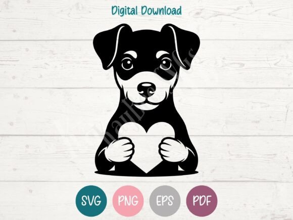 Miniature Pinscher Dog with Heart SVG