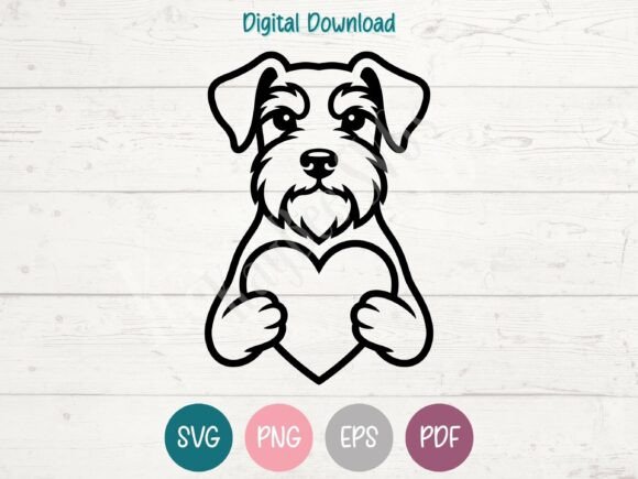 Miniature Schnauzer Dog with Heart SVG