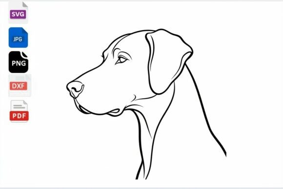 Minimalist Dog Head Line Art SVG