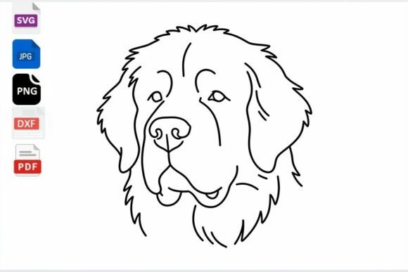 Newfoundland Dog Line Art SVG File
