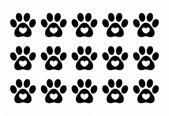Paw Print Heart SVG Clipart Dog Cat Pet