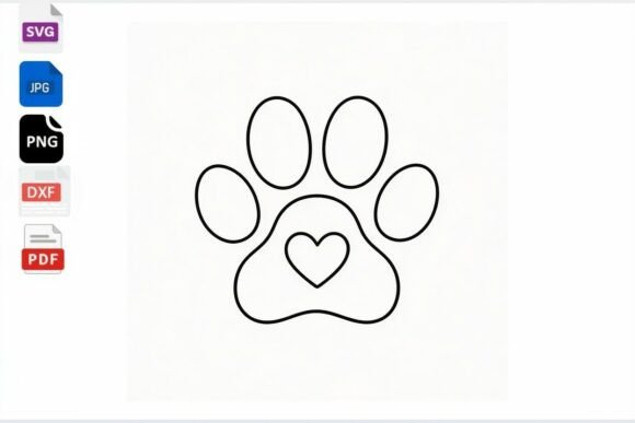 Paw Print Heart SVG Cut File Dog Cat