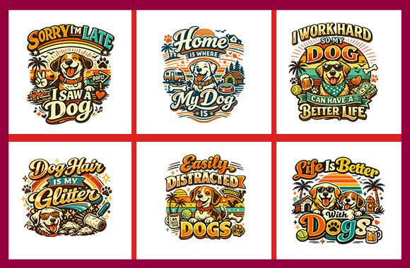 Pets DOG T-shirt Design SVG Bundle. V-1