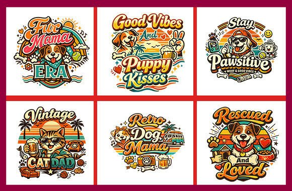 Pets DOG T-shirt Design SVG Bundle. V-9