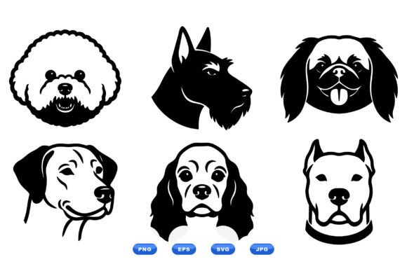 Playful Dog Head Clipart SVG