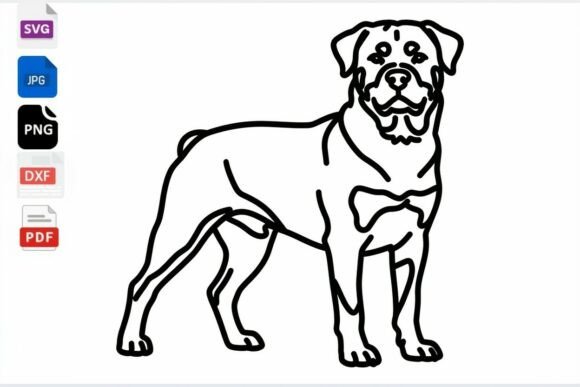 Rottweiler Dog Line Art SVG Cut File