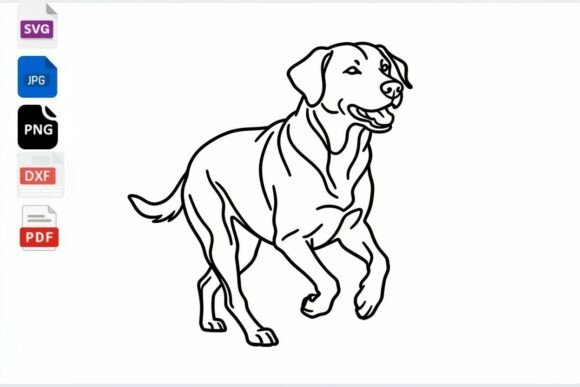 Running Labrador Dog Line Art SVG
