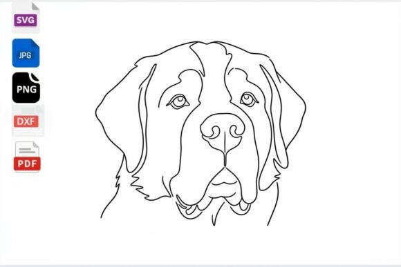 Saint Bernard Dog Line Art SVG