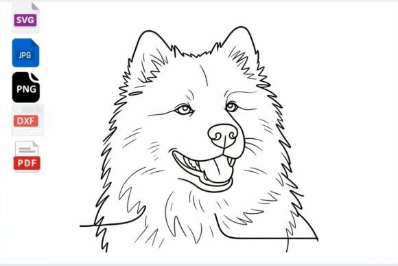 Samoyed Dog Line Art SVG