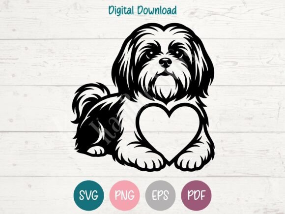 Shih Tzu Dog with Heart SVG PNG EPS PDF