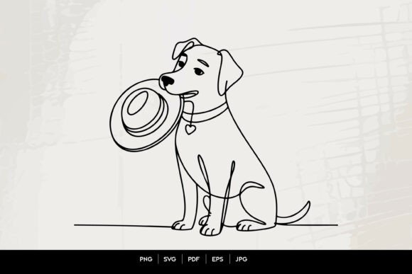 Single Line Dog Sitting with Hat