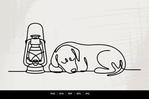 Single Line Sleeping Dog by Lantern