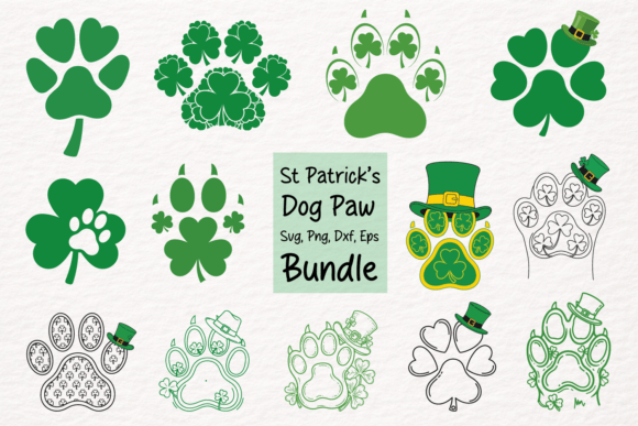 St Patrick’s Day Dog Paw Shamrock SVG